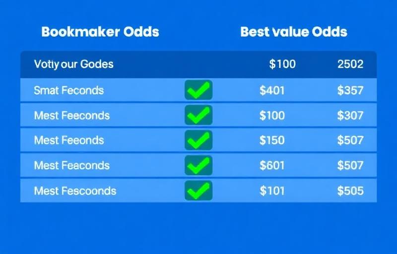 Odds comparison guide showing different bookmaker odds side by side with best value highlighted
