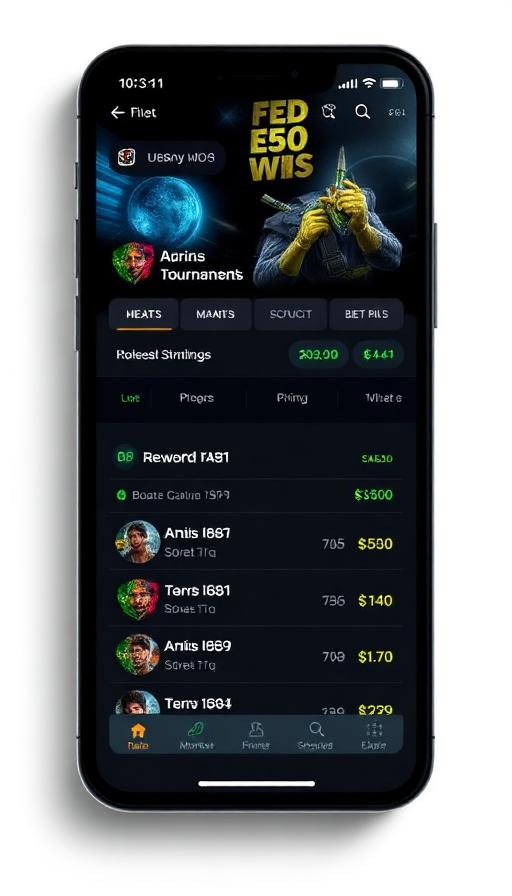 Betway mobile app showing esports betting interface with modern dark theme on smartphone